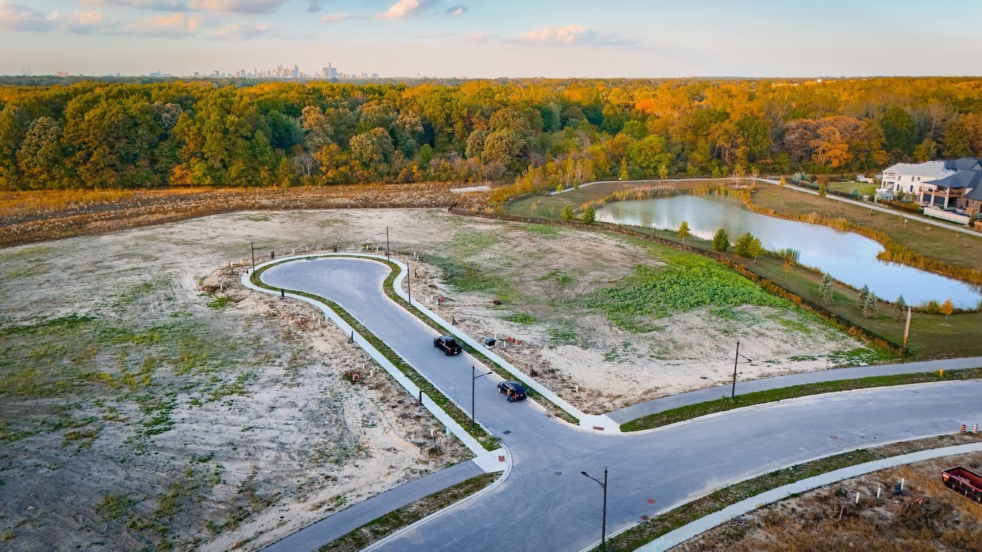 Aerial view of Cedarview Estates showing the secluded residential development surrounded by protected forest reserve